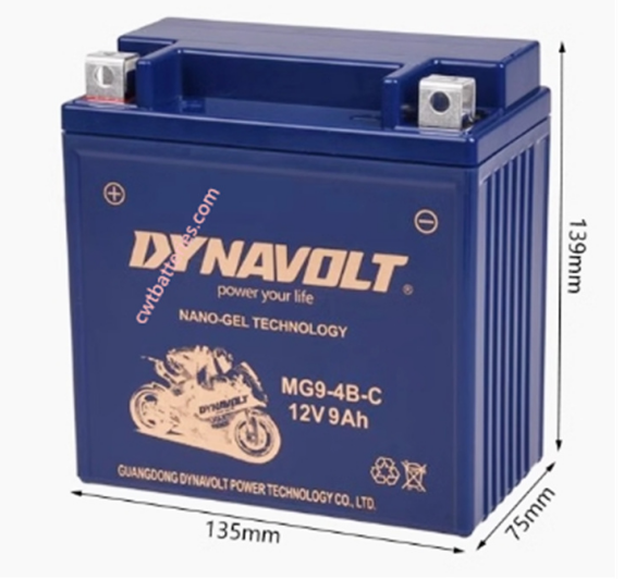 DYNAVOLT MG9-4B-C BATTERY 12V 9Ah for Motorcycle Maintenance Free Gel Series Motorcycle Battery