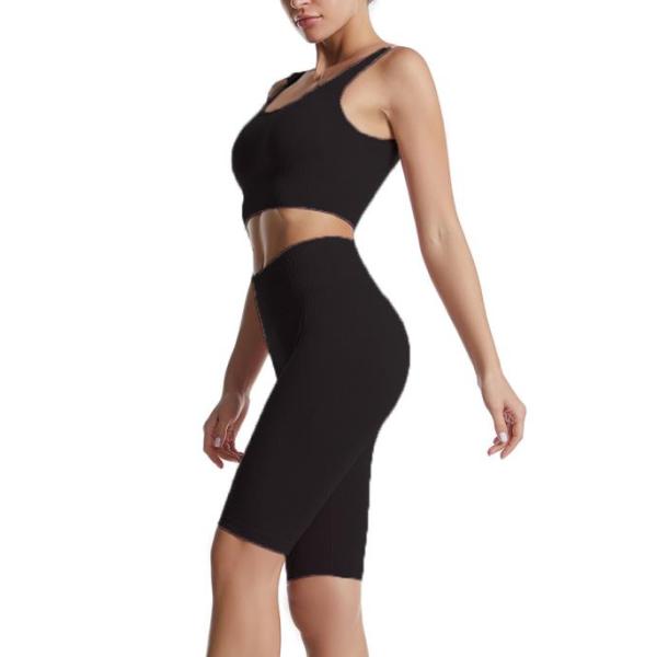 Custom Clothing Workout Sets For Women 2 Piece Seamless Ribbed Crop Tank High Waist Shorts