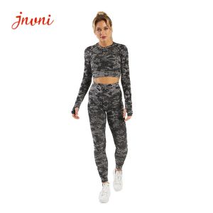 Quality Seamless Clothing Camo Printed Women Activewear Sets 3 Pieces wholesale