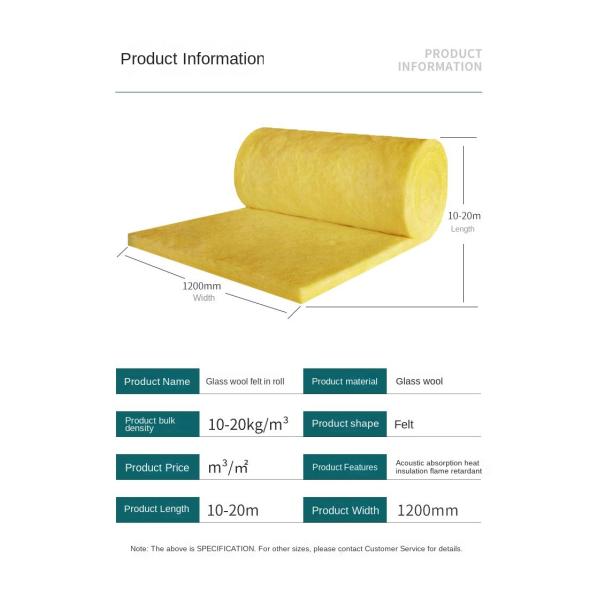 Glass Wool Acoustic Fiberglass Wall Panels Thermal Insulation 20M*1.2M