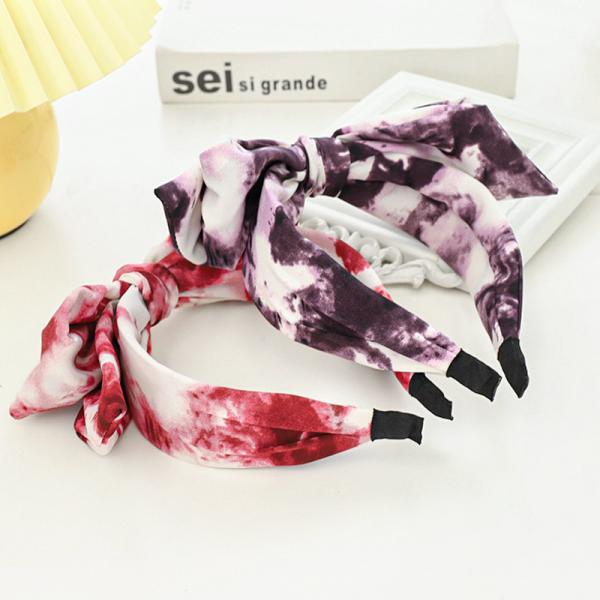 New headband wide edge adult hair accessories tie dyed fabric Bow Hairband