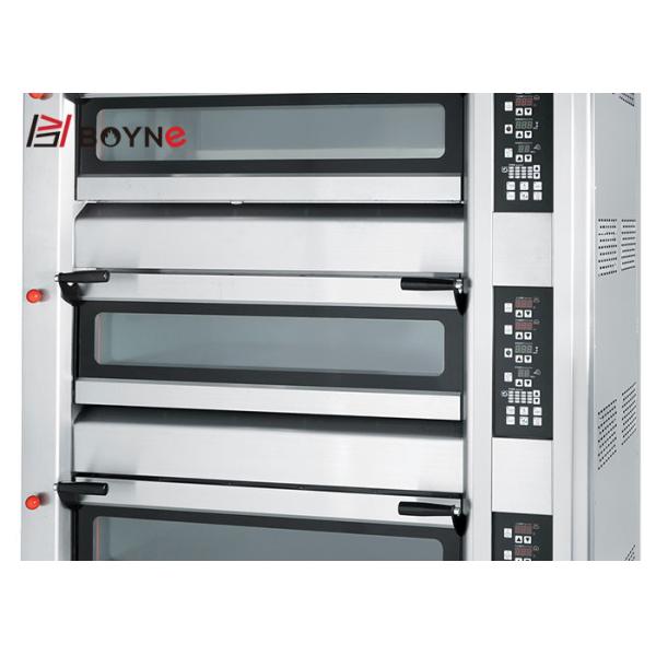 Commercial Bakery Shop 20~400°C Stainless Steel Gas Three Deck Six Trays Bread Oven