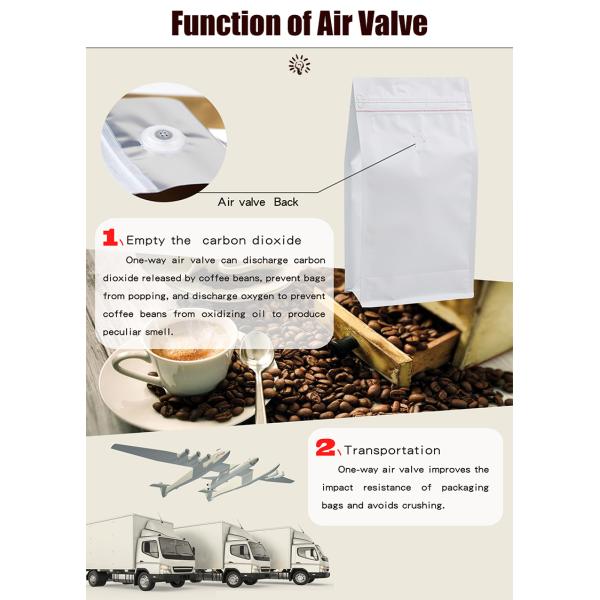70g-1kg Capacity Flat Bottom Zipper Coffee Pouch Packaging With Air Degassing Valve