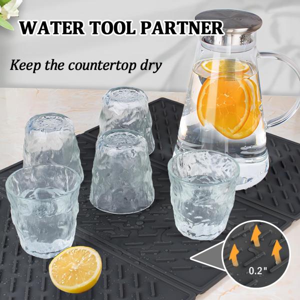 Silicone Collapsible Trifold Dish Drying Mat For Kitchen Counter Extra Large Dish Drainer Mat Compact &Foldable Design