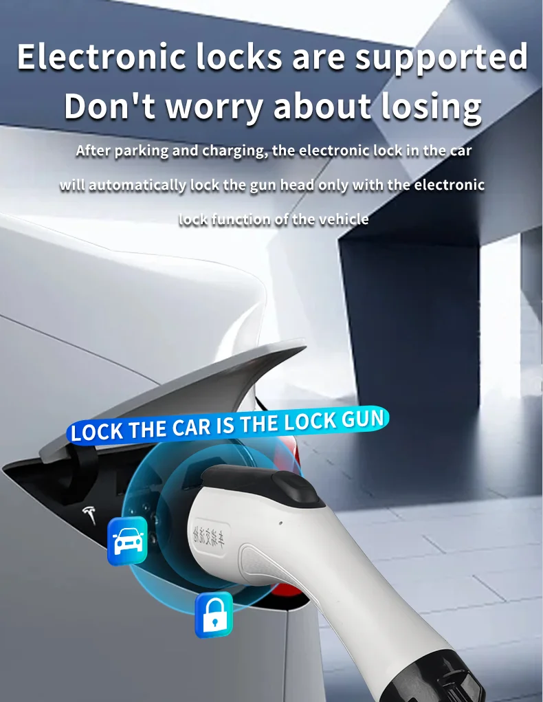 Type1 And Type2 RFID LCD Screen Wall EV Charger For All EV Cars