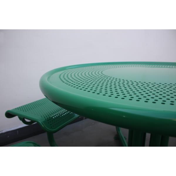 Perforated metal urban street steel round table with six chairs commercial outdoor picnic tables outside furniture China