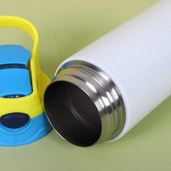 12oz Kids Skinny Tumbler Stainless Steel Sublimation Blank Tumbler With One Click Pop Up Straw And Handle Sublimation Cups For Drinks Rubber Bottoms