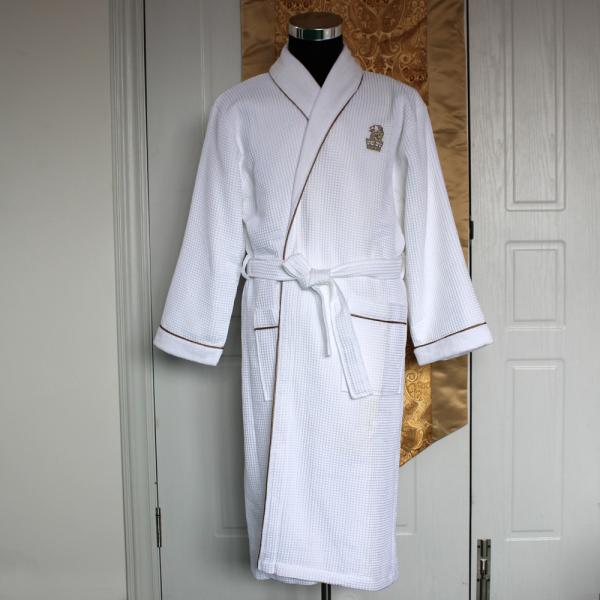 100% Cotton White Hotel Waffle Bath Robe(SQNC2015056B)