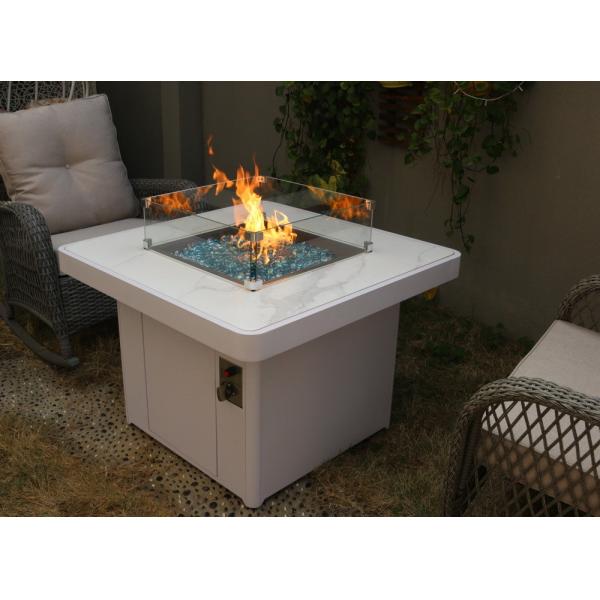 Outdoor Square Stone Propane Fire Pit With 10" Stainless Steel Ring Burner