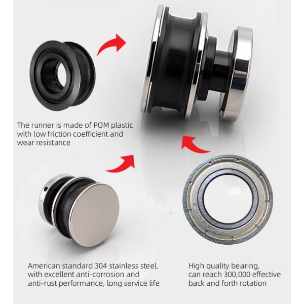 8-12mm Framless Glass Door Sliding Mirror Barn Door Kit for Hotel Bathroom and Closet