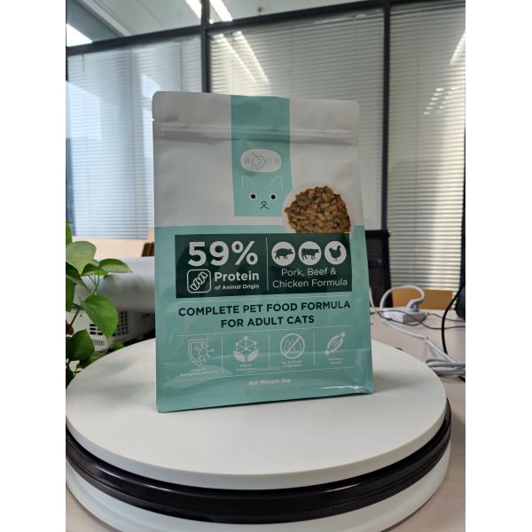 SGS Side Gusset Pet Food Packaging Bag Pouch Flat Bottomed With Zippers