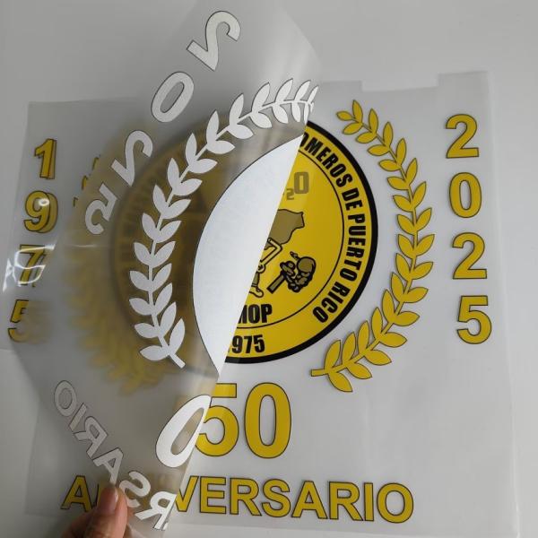 Circle Custom Heat Transfer Logo Multiple Colors Screen Printing Heat Transfers