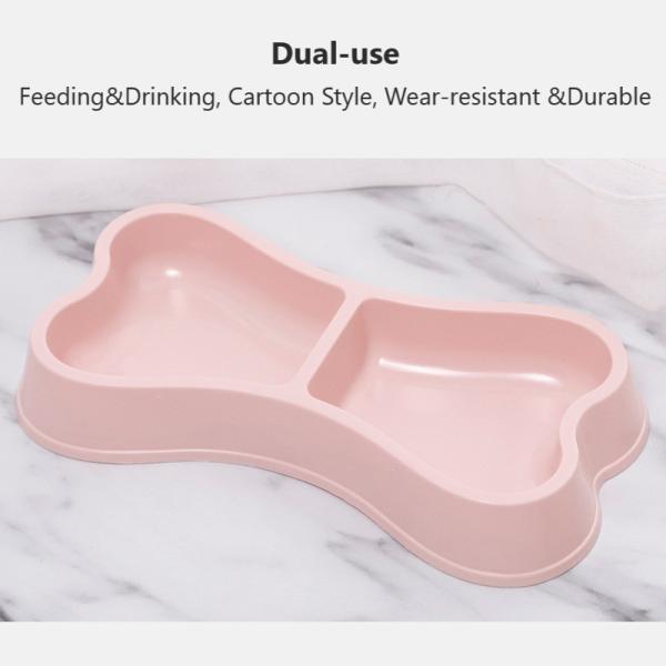 Pet Bowls Feeders Sustainable Macaron Color Bone Shape Double Food Bowl for Dogs and Cats