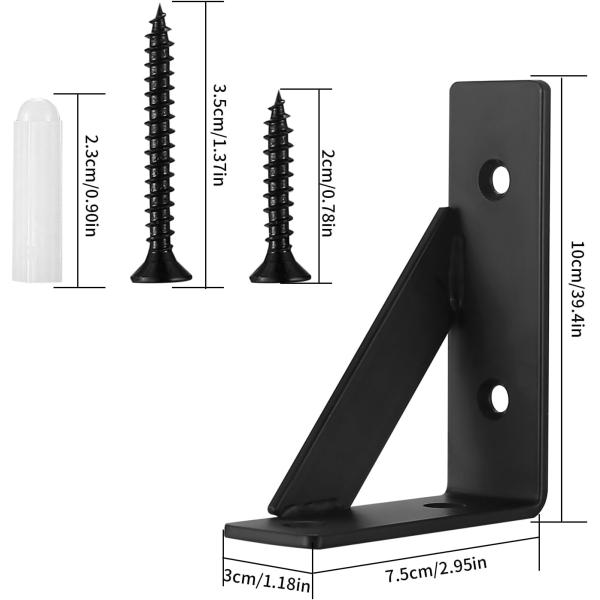 Standard Black Metal Braces for Wood Large Fireplace Mantel Triangle Angle Brackets