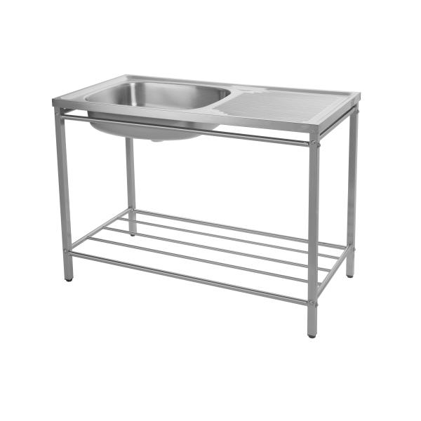 Hotel Self Rimming Polished Stainless Kitchen Sink With Stand 100cm