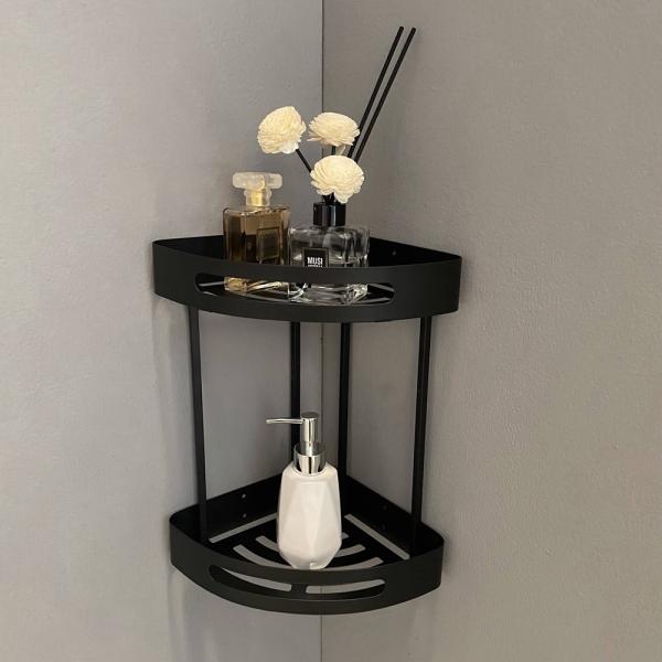 Wall Mounted SS304 Bathroom Storage Shelves Double Layer Corner Racks
