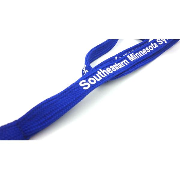 Blue Polyester Custom Tubular Lanyards Heat Transfer Printing For ID Badge