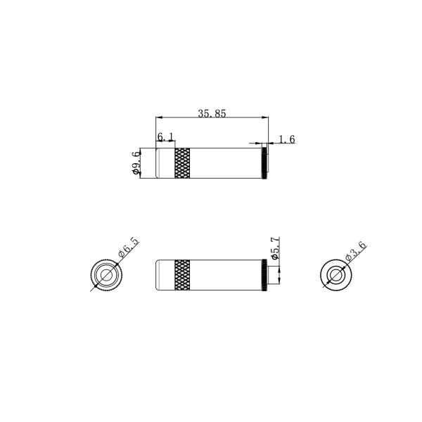 Metal 3.5 mm Jack Plug Male Through Hole Audio Connector Jack Straight