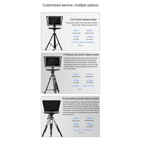 Private Mold 24 Inch Television and Broadcast Studio Teleprompter with 1 Set Remote