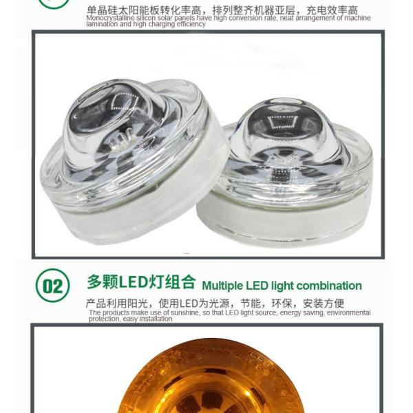 Road Safety Stud High Reflection Solar LED Glass Cat Eye Glass Stud Manufactured