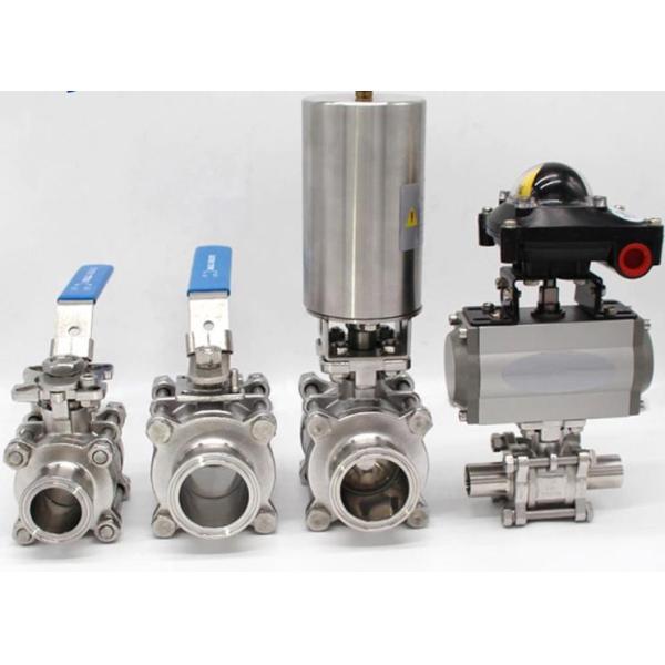 Pneumatic DN10~DN100 1/2in 3 Way Sanitary Ball Valve With Spring Actuator