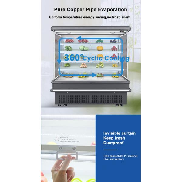 Commercial Supermarket Refrigeration Upright Open Chiller Plug In System