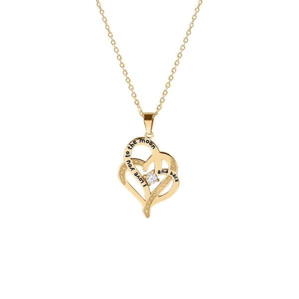 Stainless steel necklace women's heart titanium steel lettered pendant independent packaging cross chain wholesale