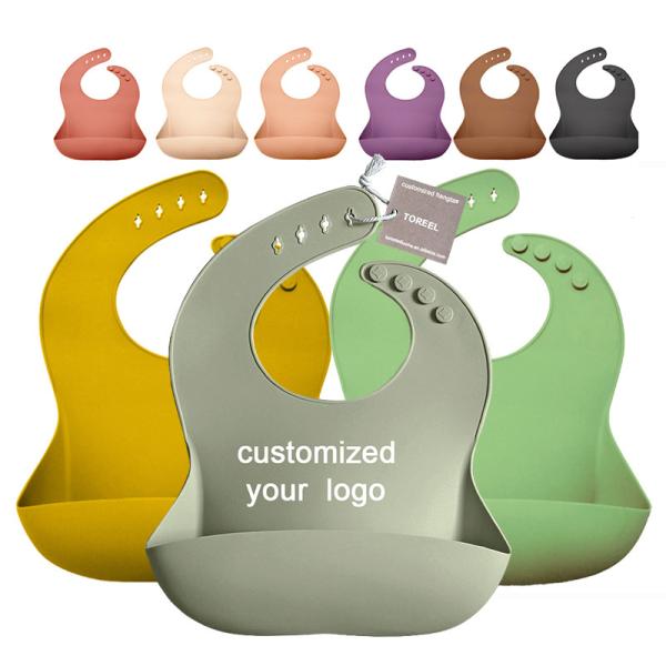 Antibacterial Toddler silicone scoop bib Waterproof Feeding Bibs With Crumb