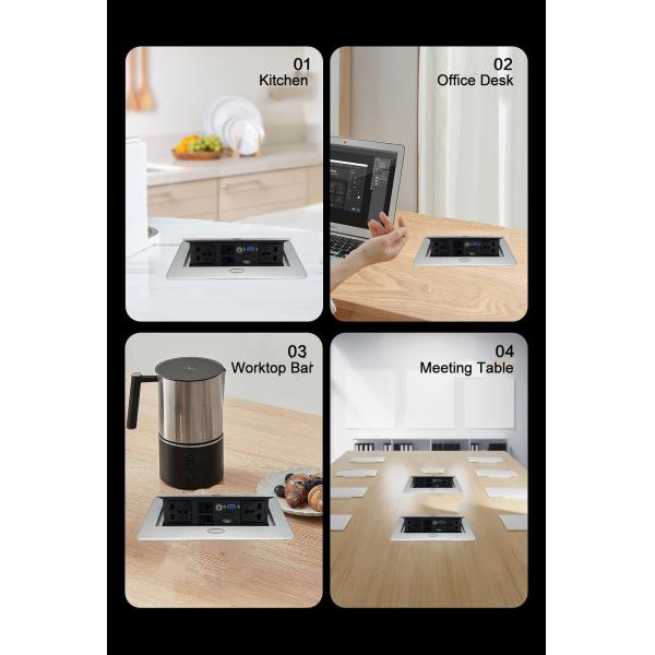 Multi-Functional Power Socket for Office Desk Zinc Alloy Hidden Pop-Up Table Outlet EU Plug Compatible US/AU