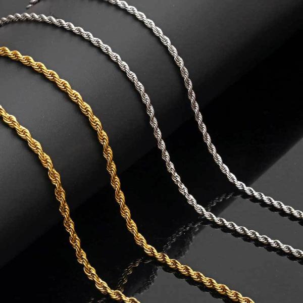 Engagement Stainless Gold Necklace Ggold Rope Chains For Men