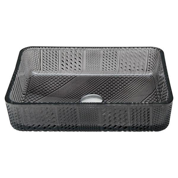 European Style Rectangular Shaped Glass Wash Basin Transparent Black Sink