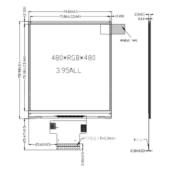 3.95 Inch LCD Display Module 40 Pin Touch Display Module 480x480 Full Viewing Angle Display