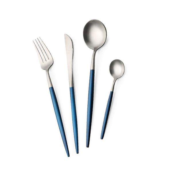 SGS 4 Piece Kitchen Flatware Sets 18/8 Stainless Steel Gold Plated Spoon And Fork