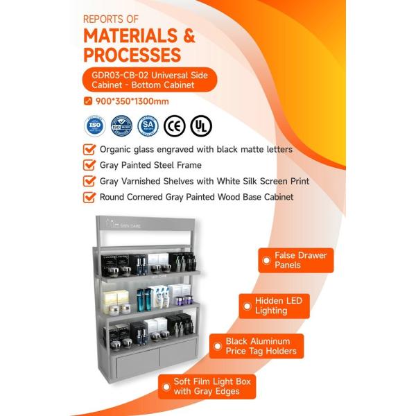 GDR03-CB-02 Universal Side Cabinet with 40mm Soft Film Light Box and Black Aluminum Price Tag Holder for Fashion Boutiques