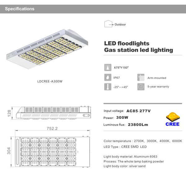 300 Watt LED Street light CREE SMD Bulbs city road lighting IP67 AC85-277V lamp
