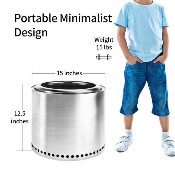 Customized Logo Acceptable 15 Inch Smokeless Stainless Steel Stove for Modern Camping