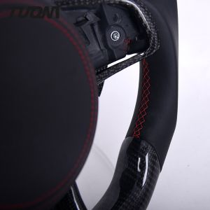 Smooth Leather Volkswagen Carbon Fiber Steering Wheel With LED Fashion