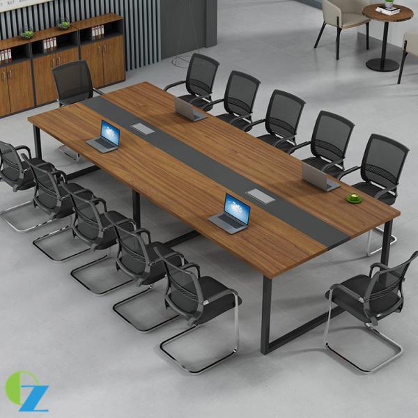 Powder coating KD Modern Office Meeting Table Wooden Panel Top