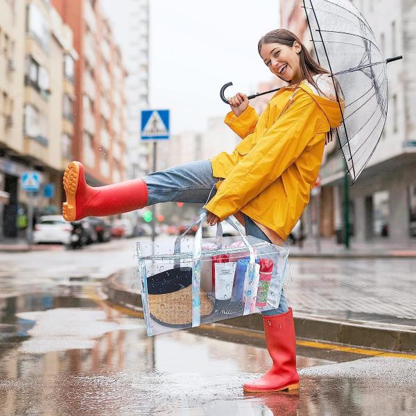 Tote Bag for Women Clear Gym Bag PVC Beach Bag Sports Duffel Bag with Durable Metal Zipper (One Clear Bag)