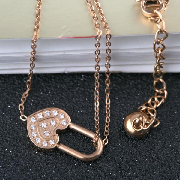 Fashion Jewelry Stainless Steel Heart-Shaped Bracelet , Love shape lock hand chain