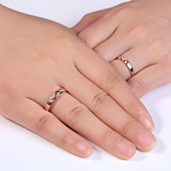 18K Rose Gold Daimonds Lovers Wedding Ring for Women and Men (GDR013)