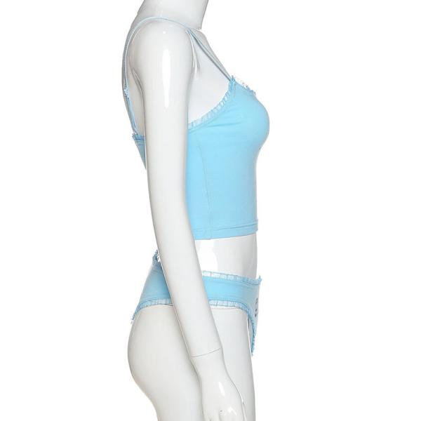 Two Piece Sexy Girls Angel Underwear Set Black Letter Printing