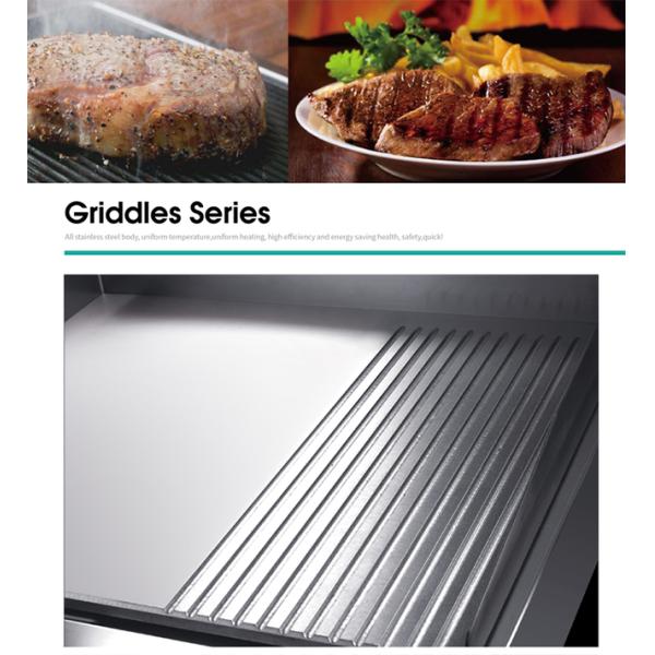 3Kw Stainless Steel Cooking Equipment Electric Griddle With 1/3 SS Grooved Grill
