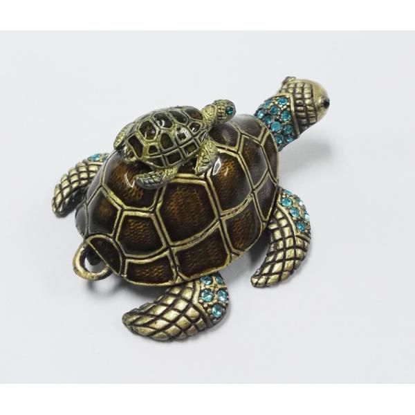 Mum & Baby Turtle metal trinket box turtle treasure box metal jewelry box