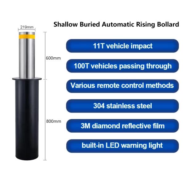 PLC Controller Driveway Bollard Stainless Steel Powder Coated Galvanised Infrared Sensor