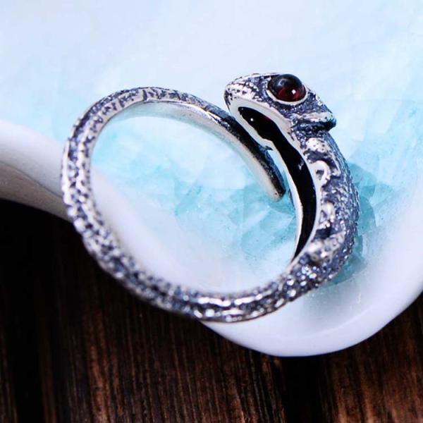 Womens and Mens Chameleon Retro Sterling Silver Ring(XH056032WRED)