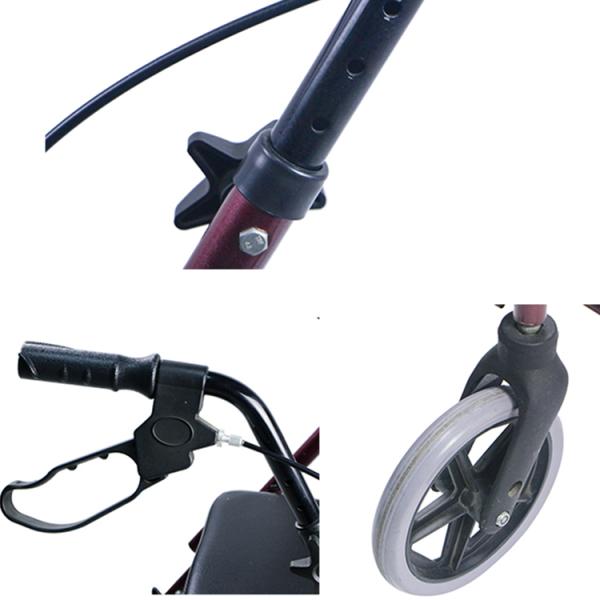 Four Wheel Medical Rehabilitation Equipment Aluminum Folding Rollator Walker