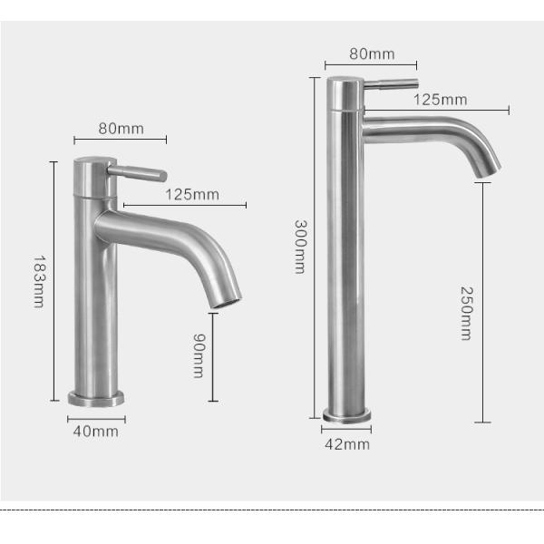 SUS304 Stainless Steel Single-Handle Vessel Single Cold Water Basin Ta Stylish Bathroom Faucets In Sn Matte Black