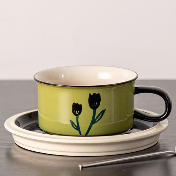 Stocked Ceramic Coffee Cup 250ml Porcelain Flower Cup Set 8.45oz Italian Cappuccino Cups