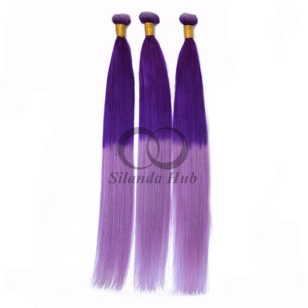 Purple/Light Purple Straight Remy Human Hair Bundles Sew In Weave Bundles Brazilian Bundle Deals